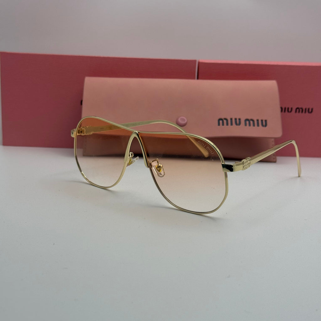 Miu Miu Aviator Sunglasses – Gold Frame / Pink Gradient Lenses