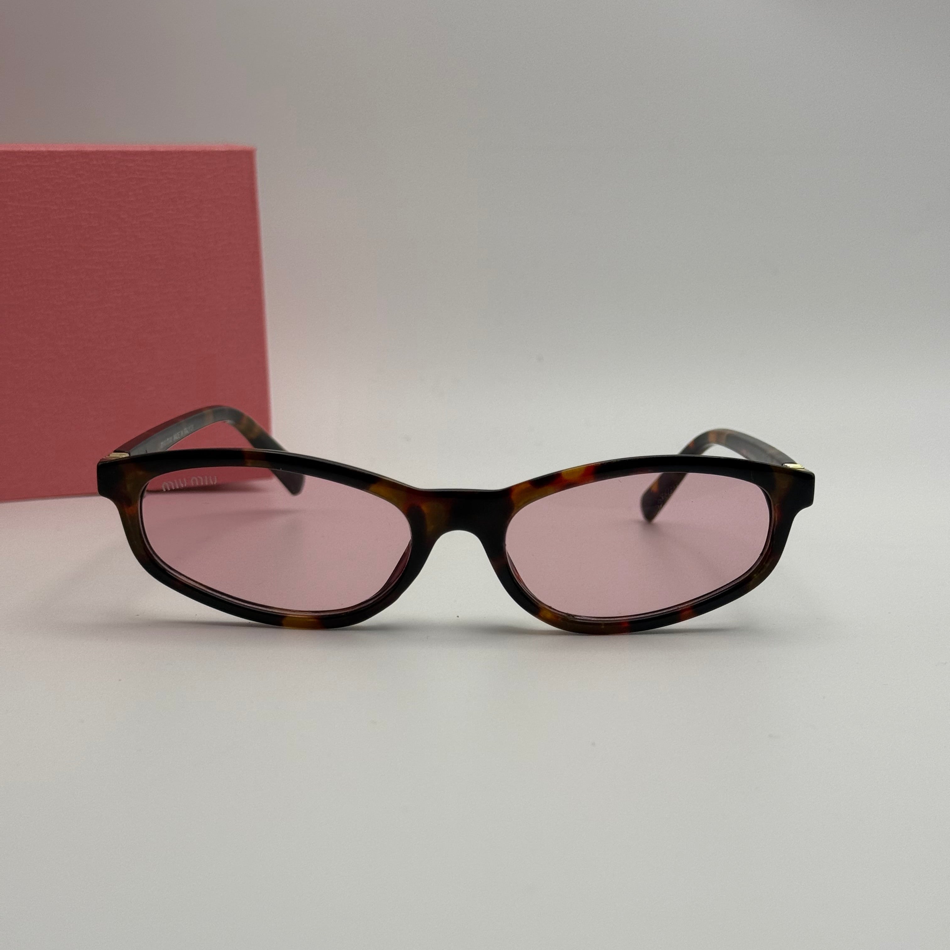Miu Miu Oval Sunglasses – Tortoise / Pink