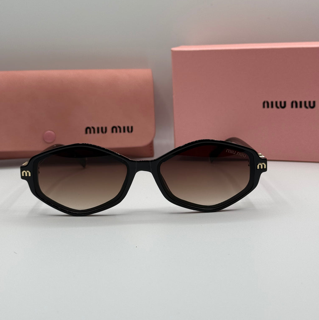 Miu Miu Sunglasses – Black Frame / Gradient Brown Lenses