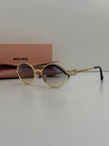 Miu Miu Oval Metal Sunglasses (Gold / Blue Grey Gradient )