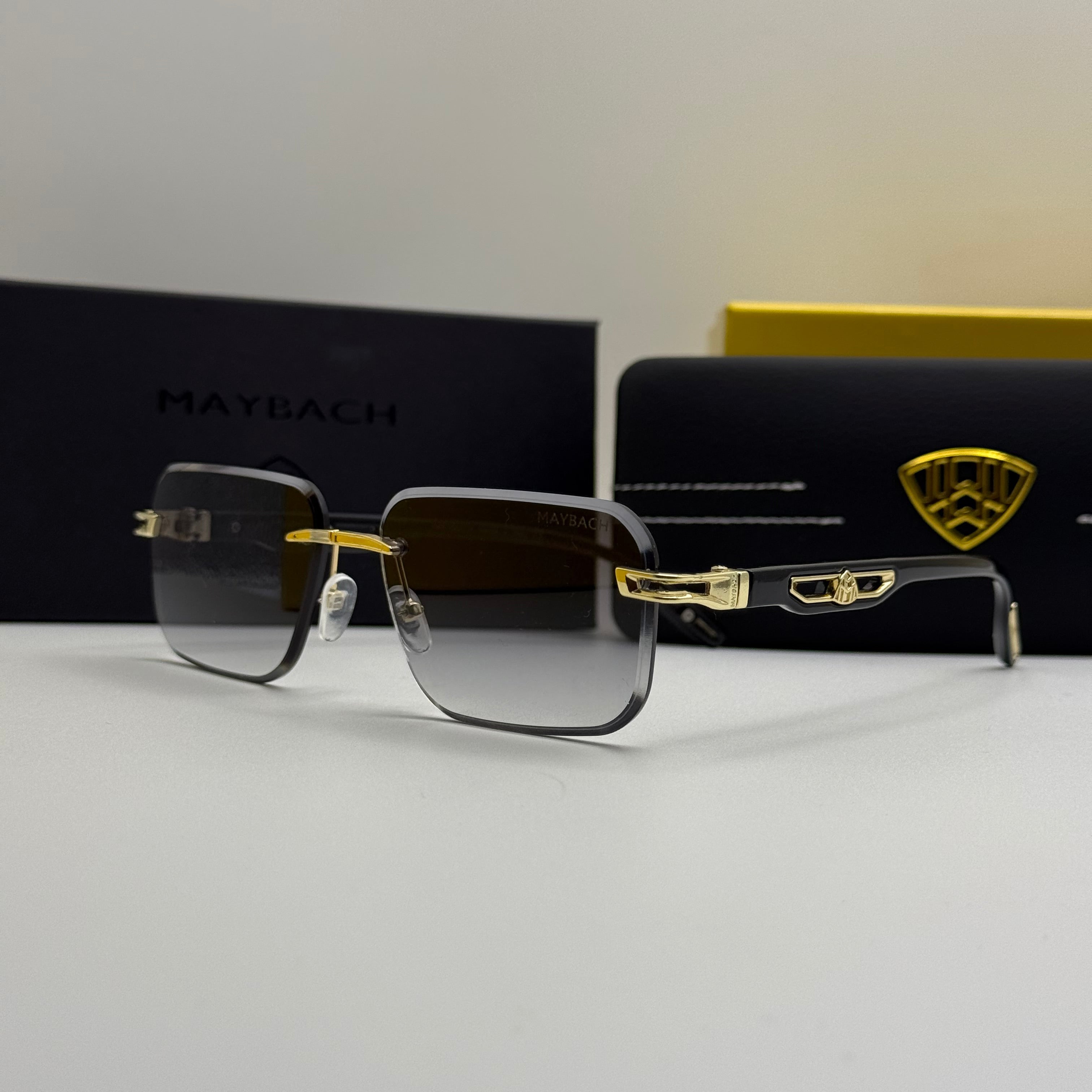 Maybach Rimless Sunglasses – Gold & Grey
