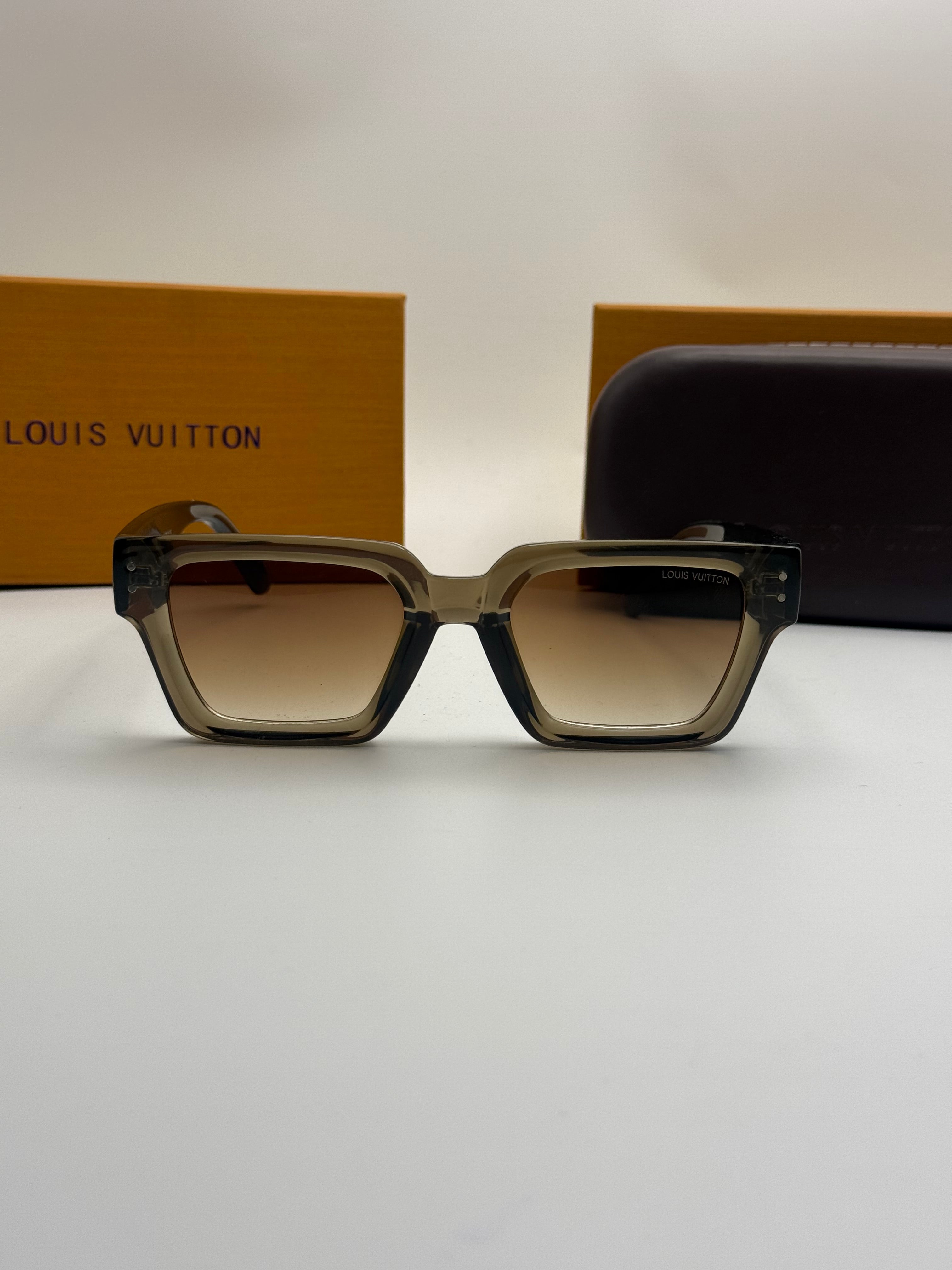 Louis Vuitton Square Sunglasses – Olive Transparent Frame / Brown Gradient Lenses