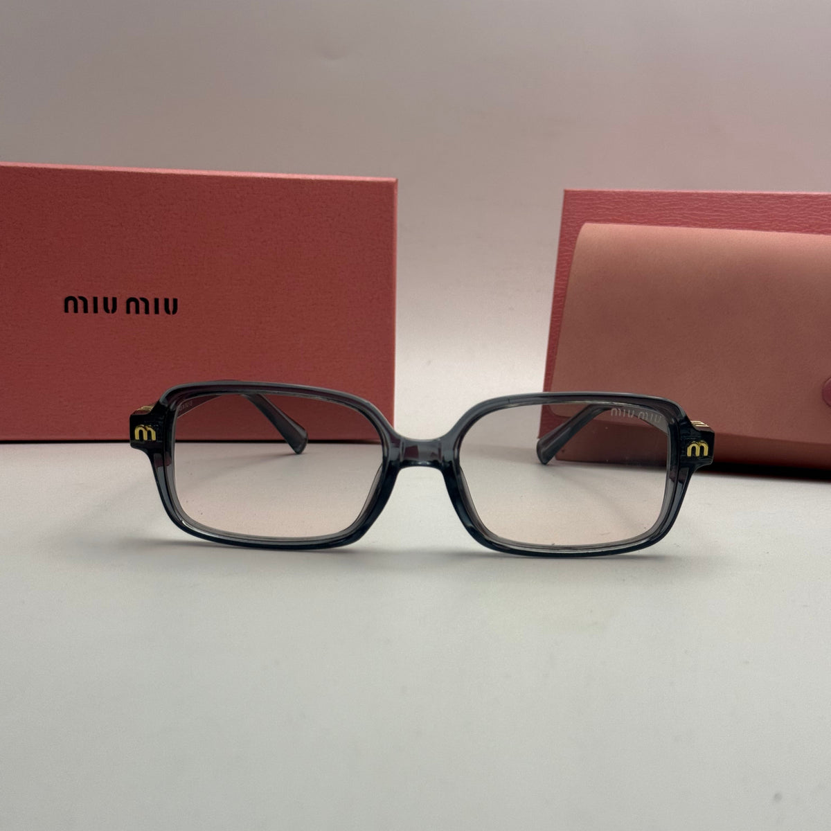 Miu Miu Square Optical Glasses – Transparent Grey