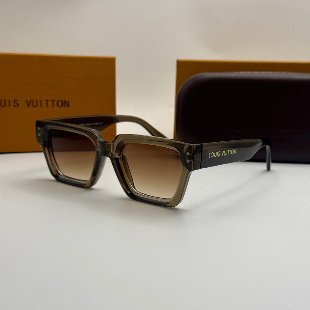 Louis Vuitton Square Sunglasses – Olive Transparent Frame / Brown Gradient Lenses