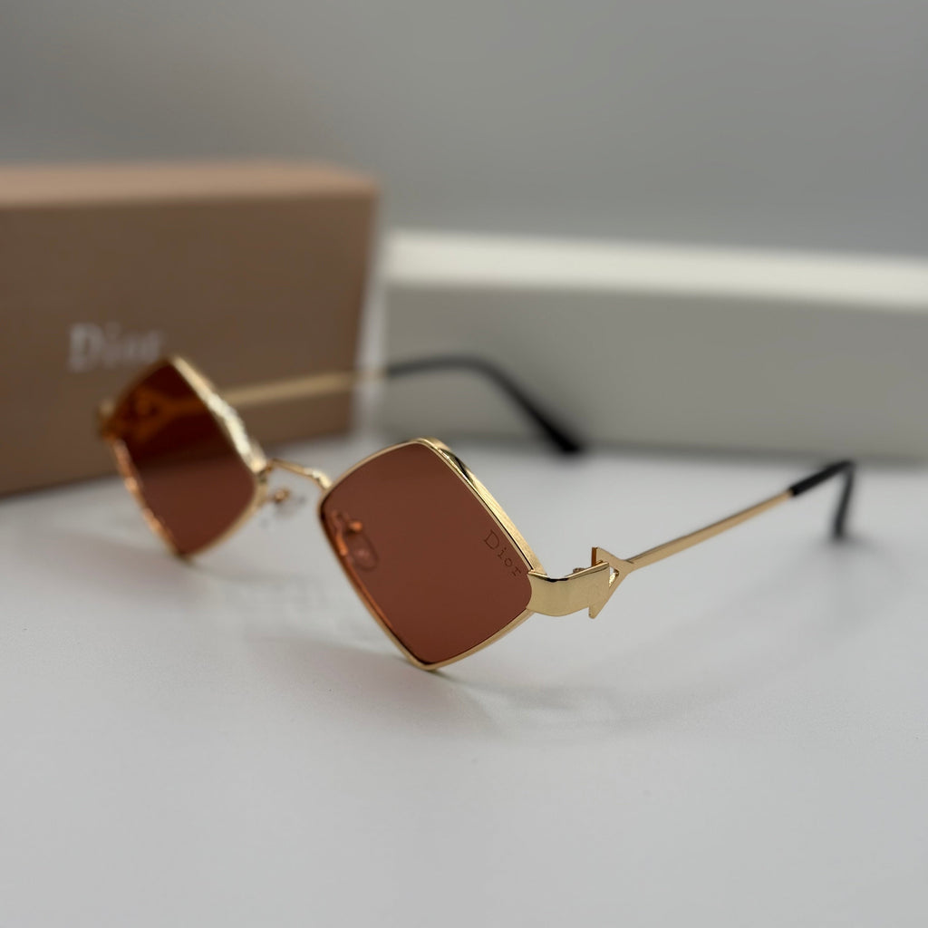 Dior Diamond Sunglasses - Gold & Cognac