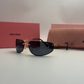 Miu Miu Rimless Sunglasses – Gold Frame / Dark Grey Lenses