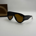 Tom Ford Oversized Pilot Sunglasses – Black & Brown