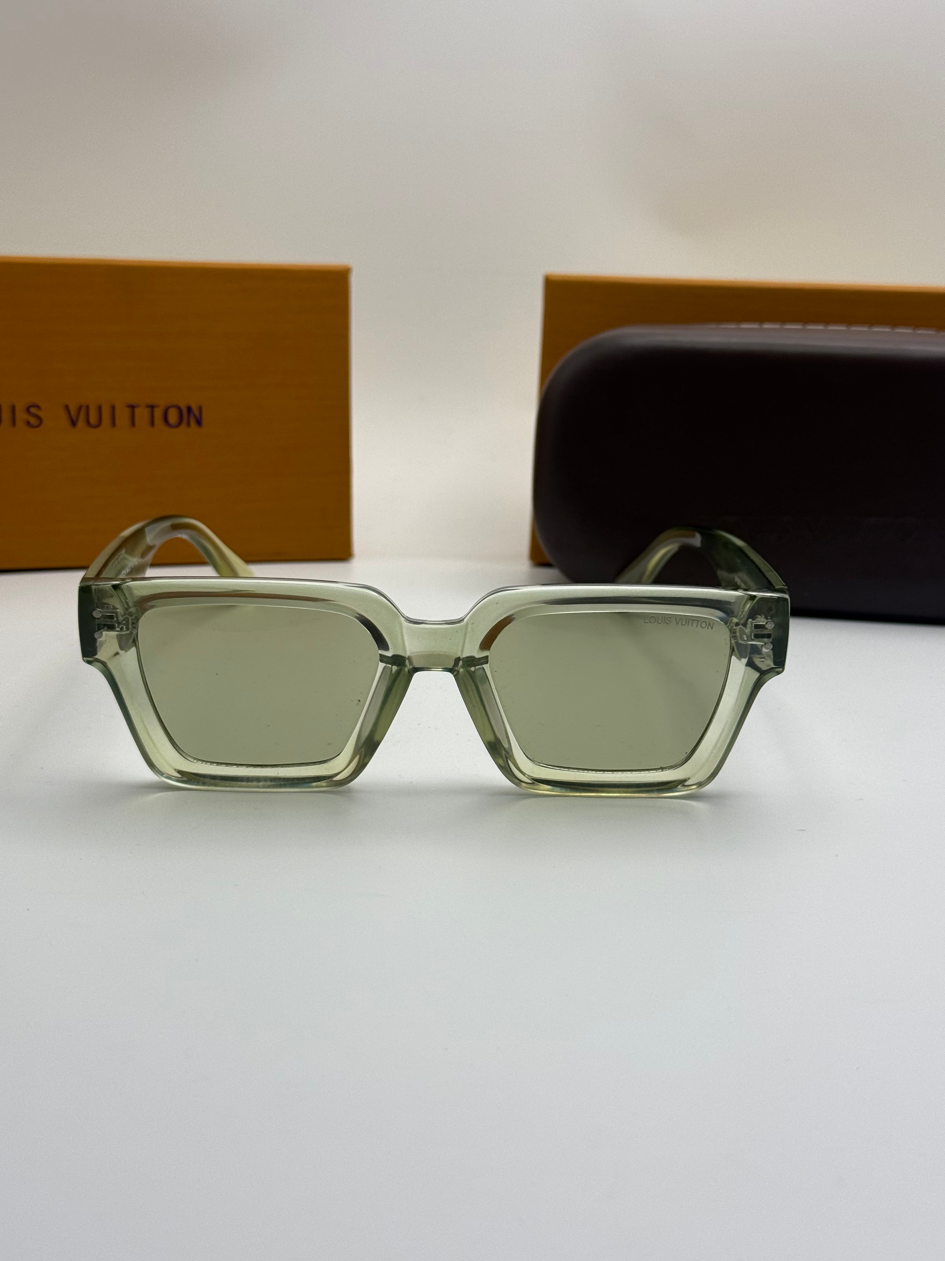 Louis Vuitton Square Sunglasses – Sage Green Transparent Frame / Light Green Lenses