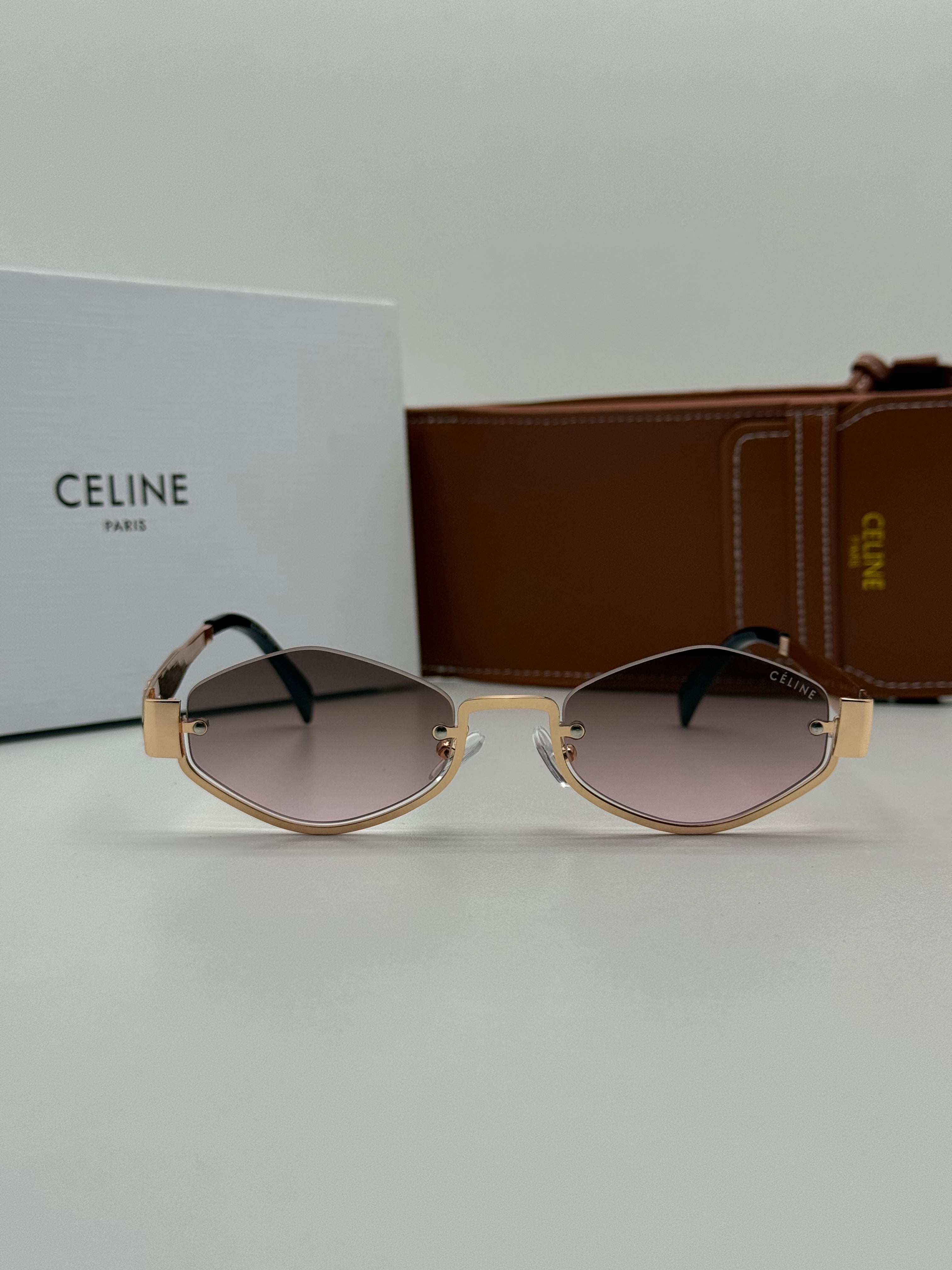 Celine Triomphe Gold & Pink Gradient Oval
