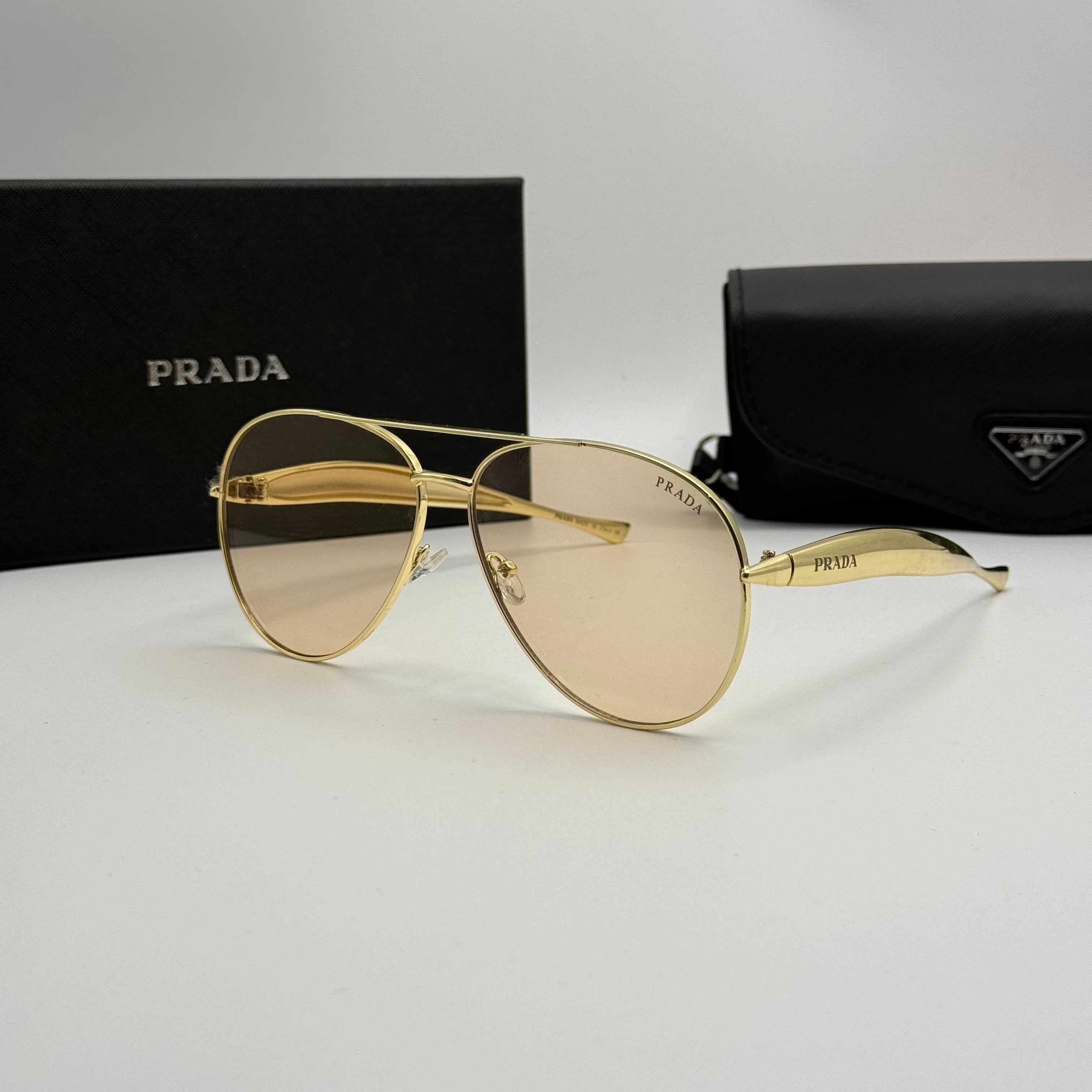Prada Aviator Sunglasses – Gold/Brown