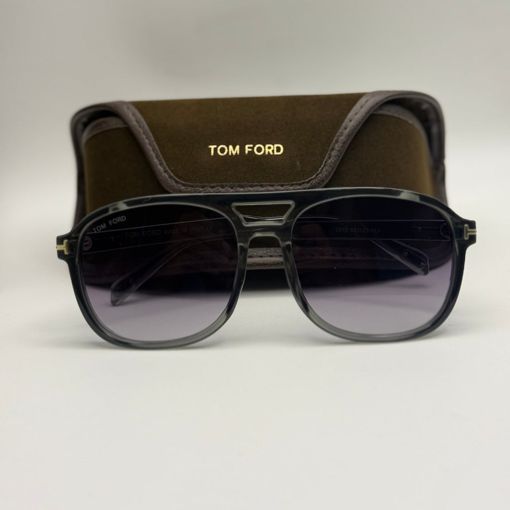 Tom Ford Aviator Sunglasses – Grey Tortoise / Purple Gradient Lenses