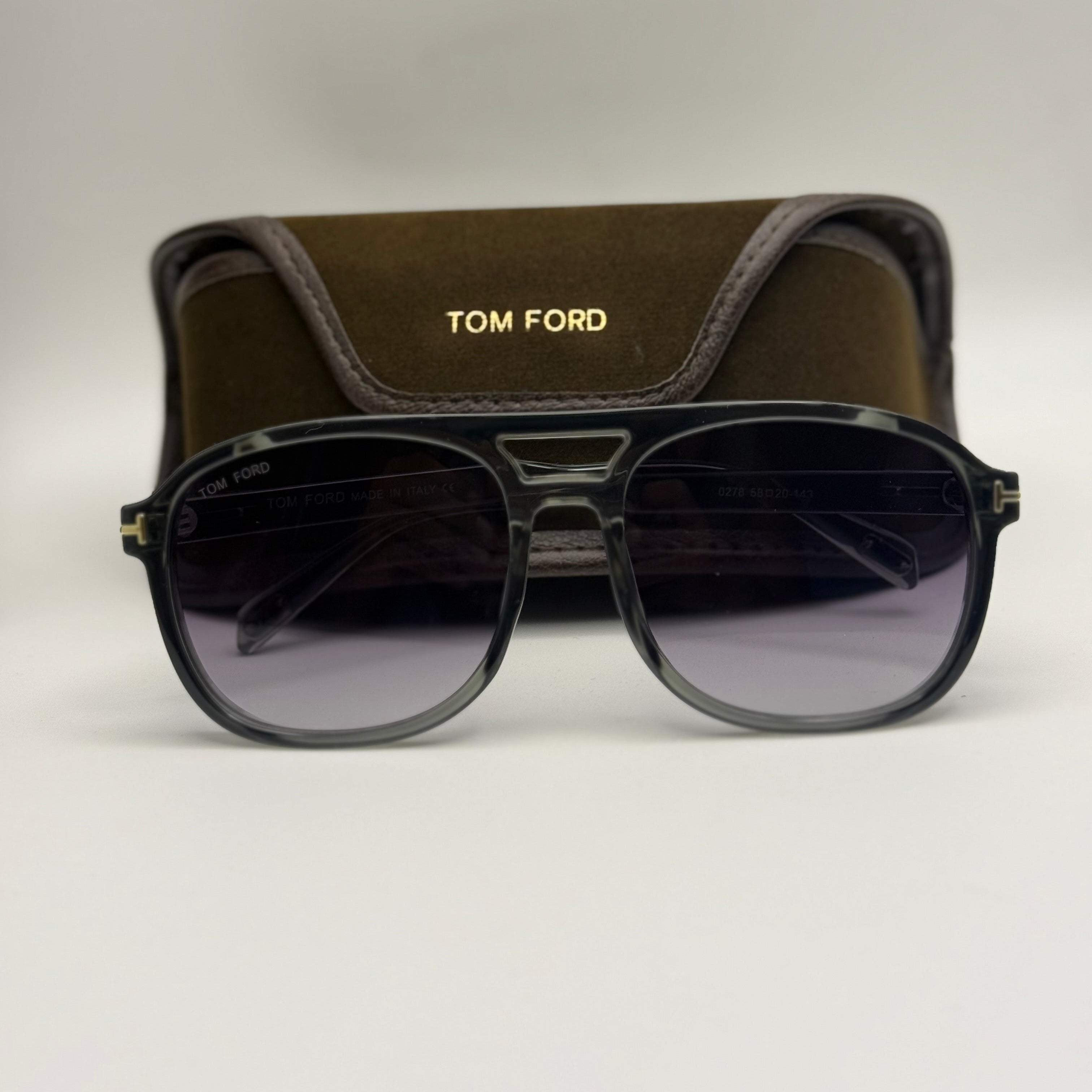 Tom Ford Aviator Sunglasses – Grey Tortoise / Purple Gradient Lenses