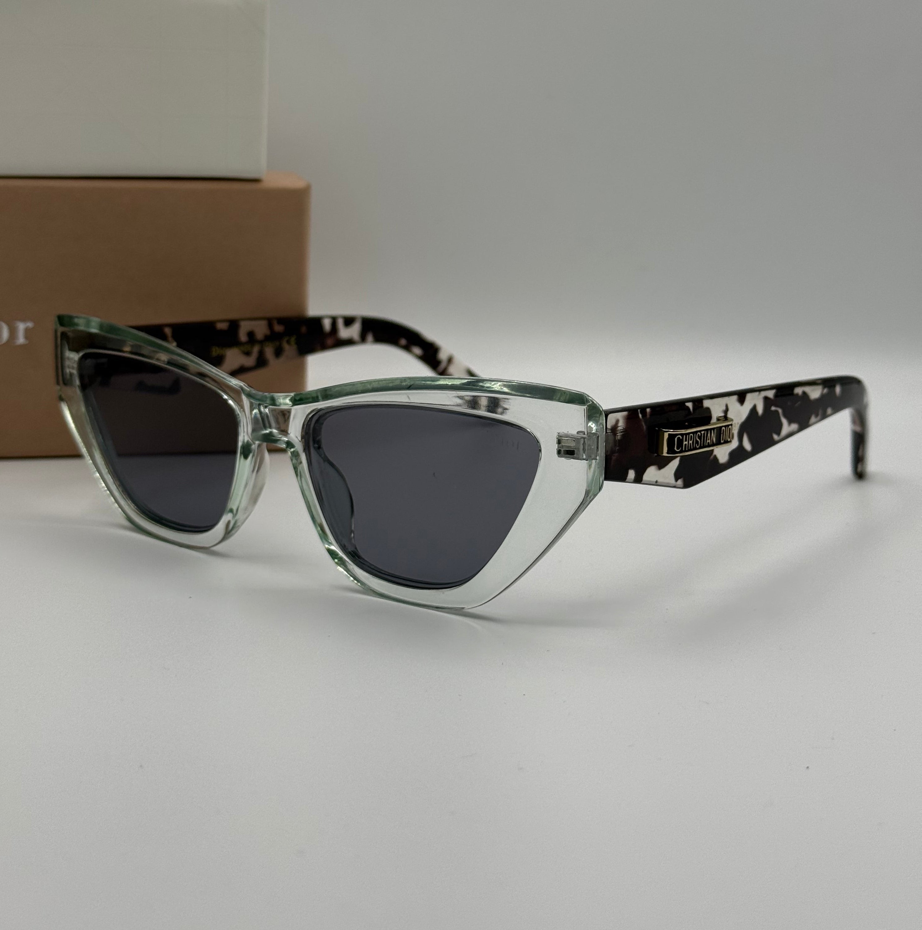 Christian Dior Cat-Eye Sunglasses – Transparent Green / Camouflage
