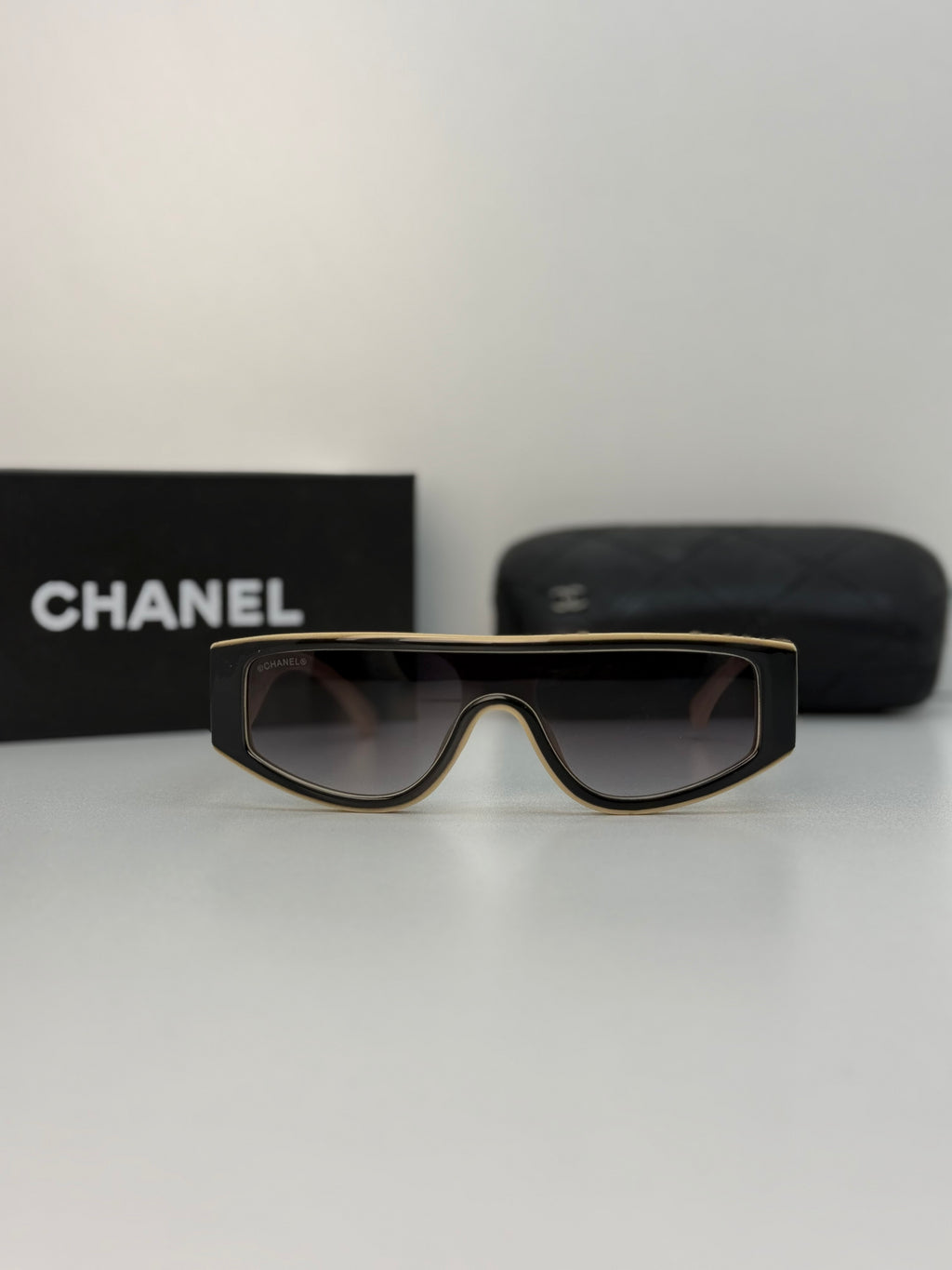 Chanel Shield Sunglasses – Black/Gold