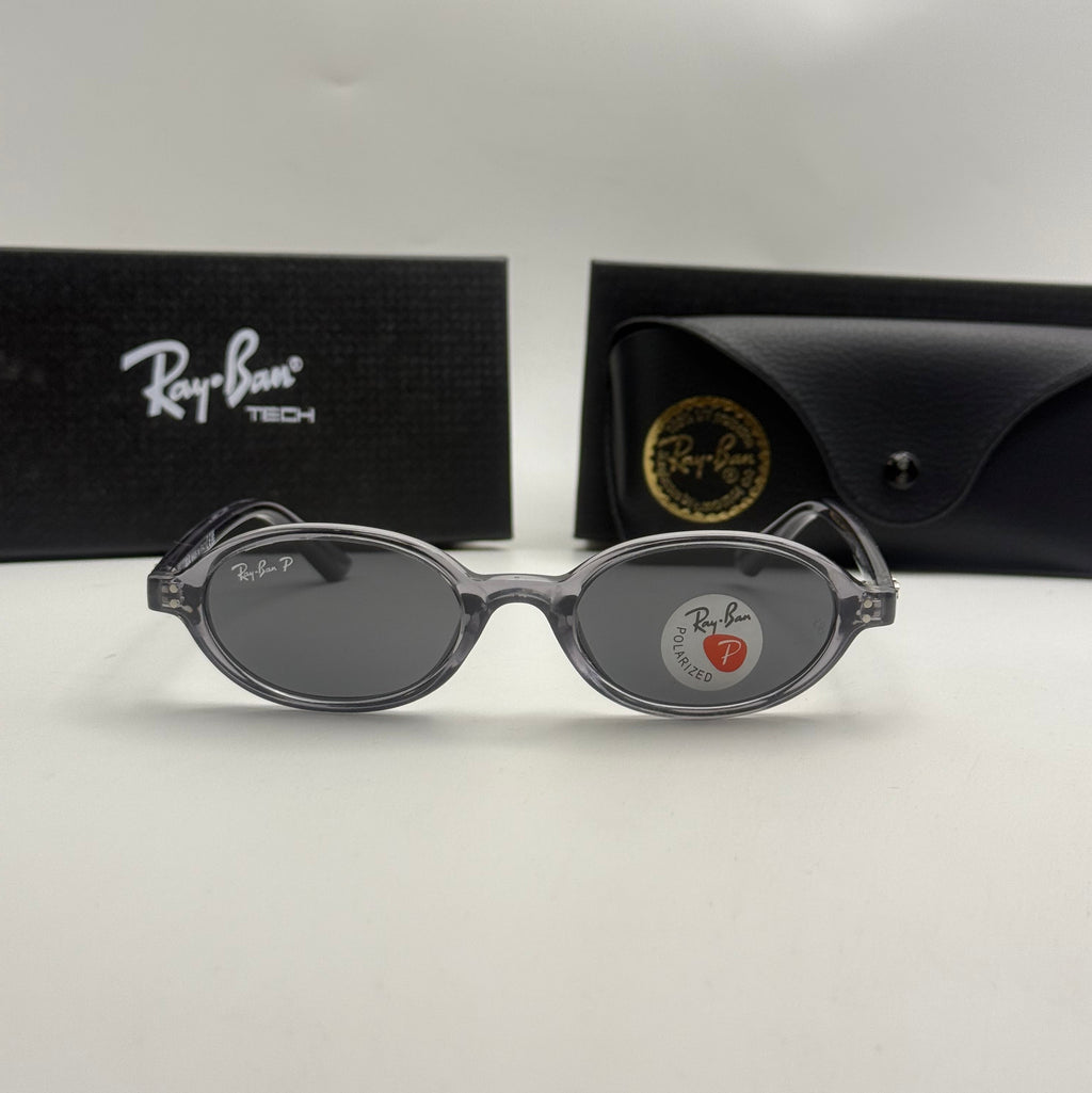 Ray Ban Oval Polarized Sunglasses – Transparent Grey / Dark Grey
