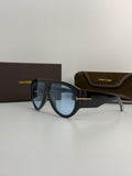 Tom Ford Oversized Shield Sunglasses (Black / Blue Gradient)