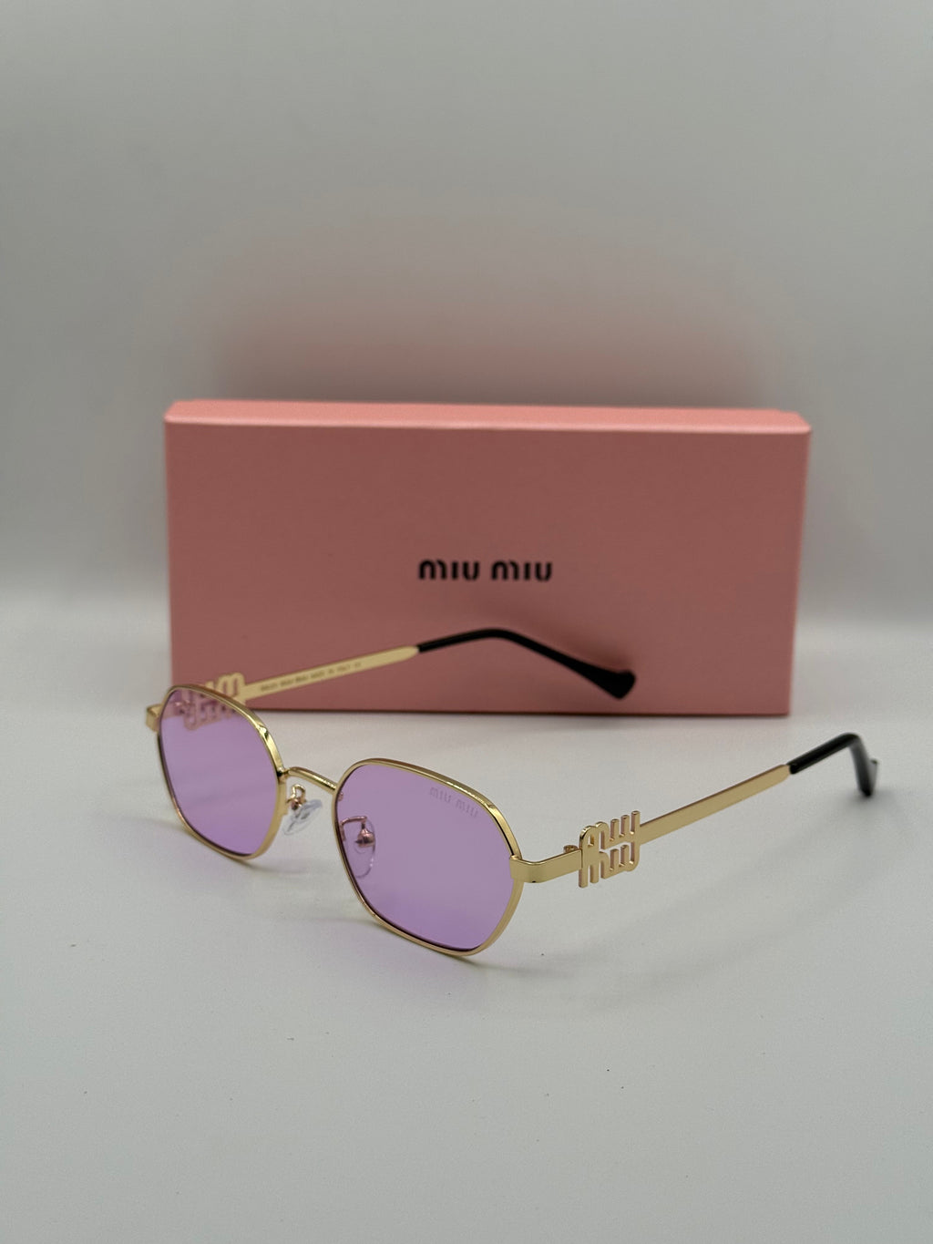 Miu Miu Sunglasses – Gold Frame / Lavender Lenses