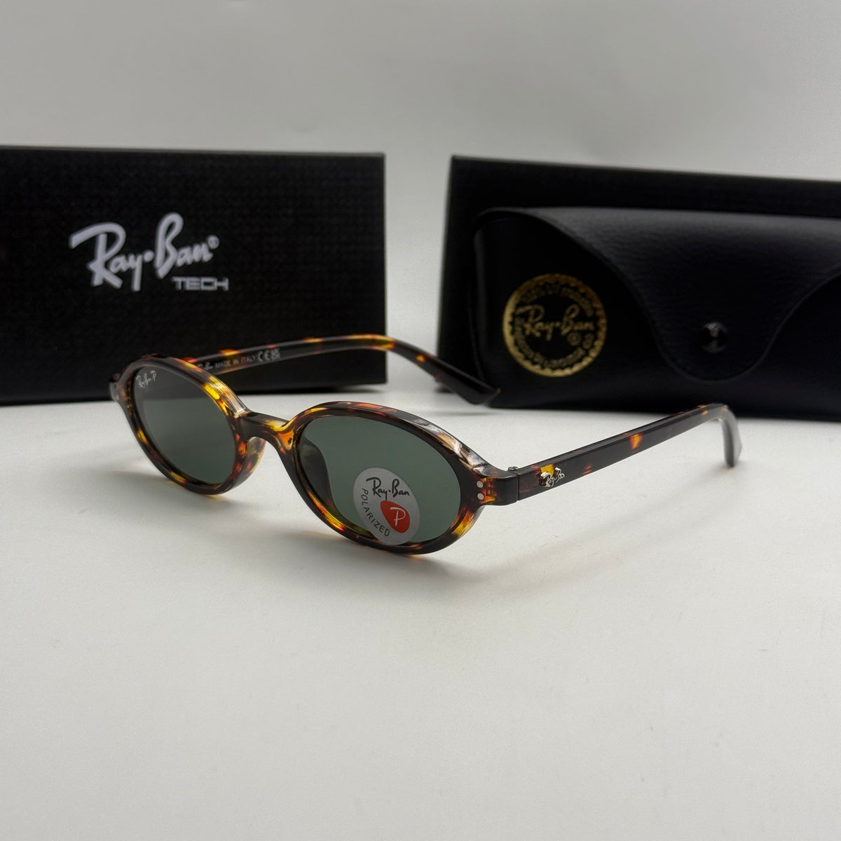Ray-Ban Oval Polarized Sunglasses – Tortoise / G-15 Green