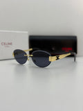 Celine Rimless Oval Sunglasses – Gold & Dark Grey