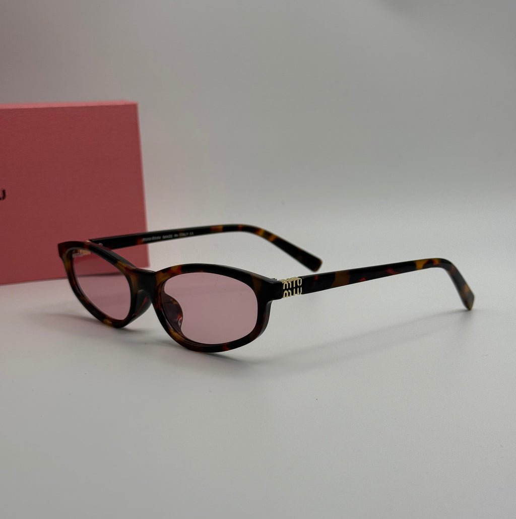 Miu Miu Oval Sunglasses – Tortoise / Pink