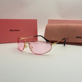 Miu Miu Rimless Sunglasses – Gold Frame / Pink Lenses