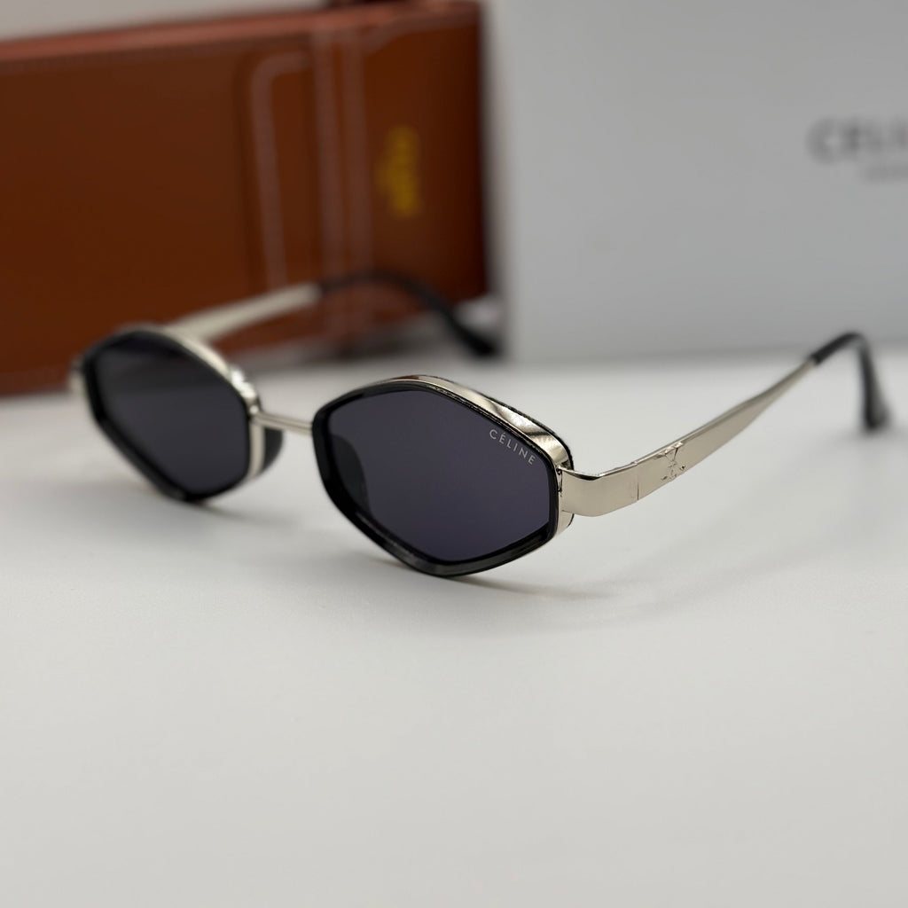 Céline Triomphe Geometric Sunglasses – Silver & Black