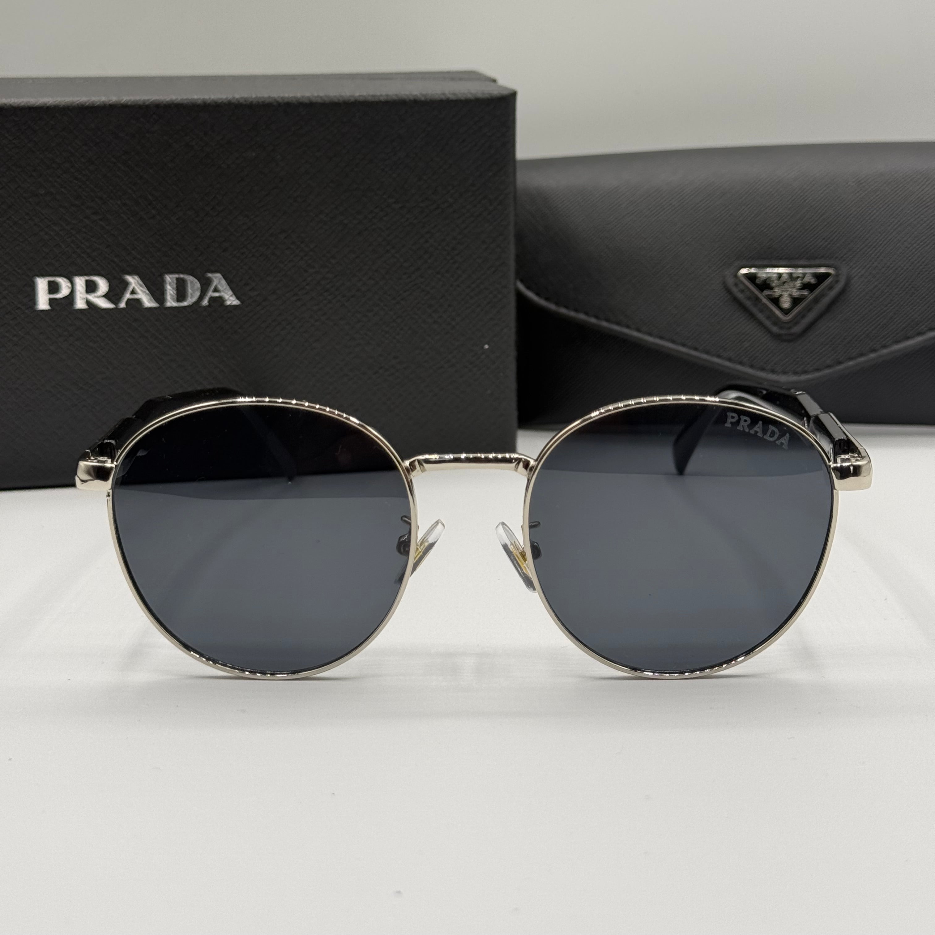 Prada Round Sunglasses – Silver & Black