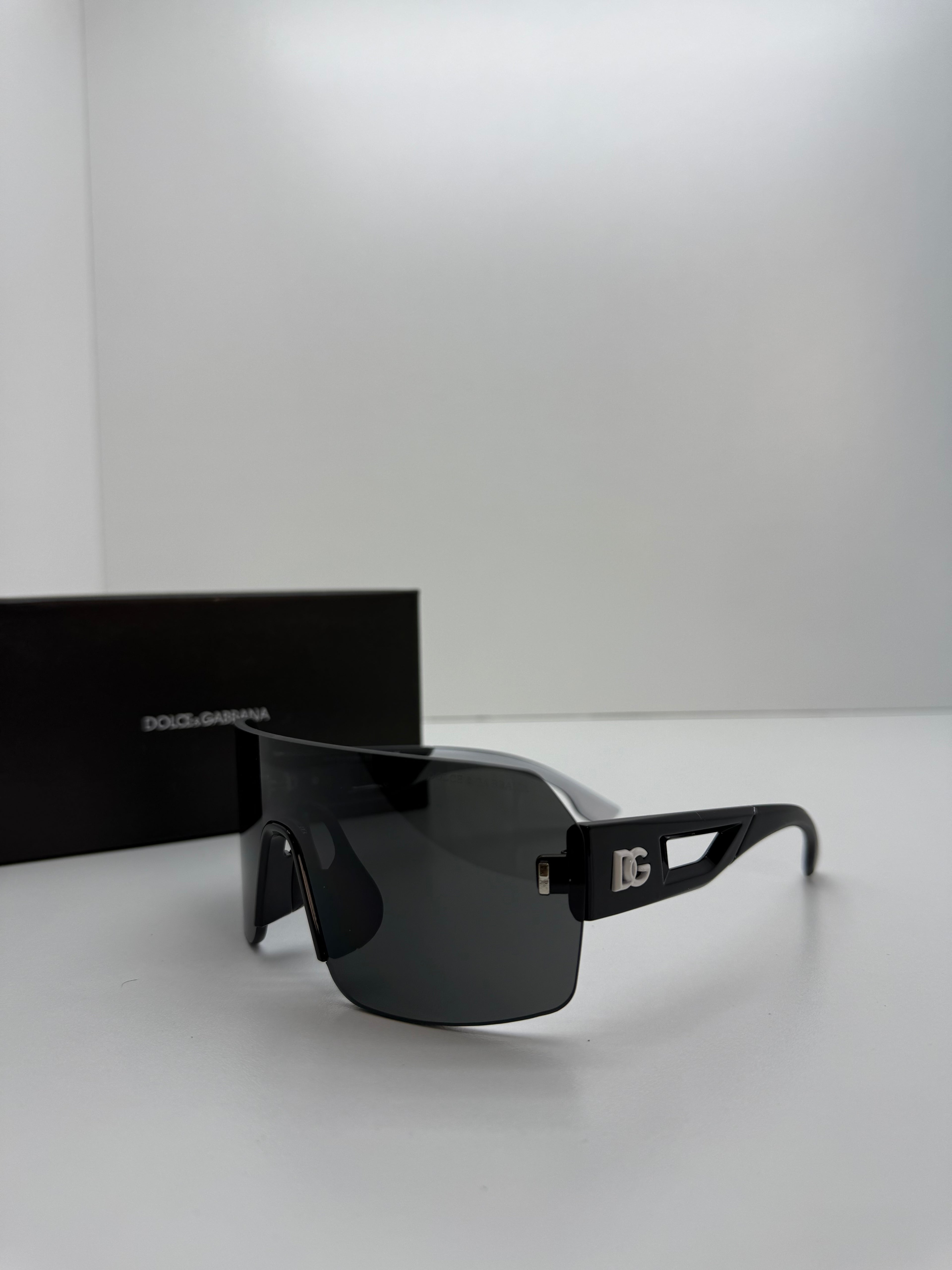 Dolce & Gabbana DG Shield Sunglasses – Dark Mirror Black