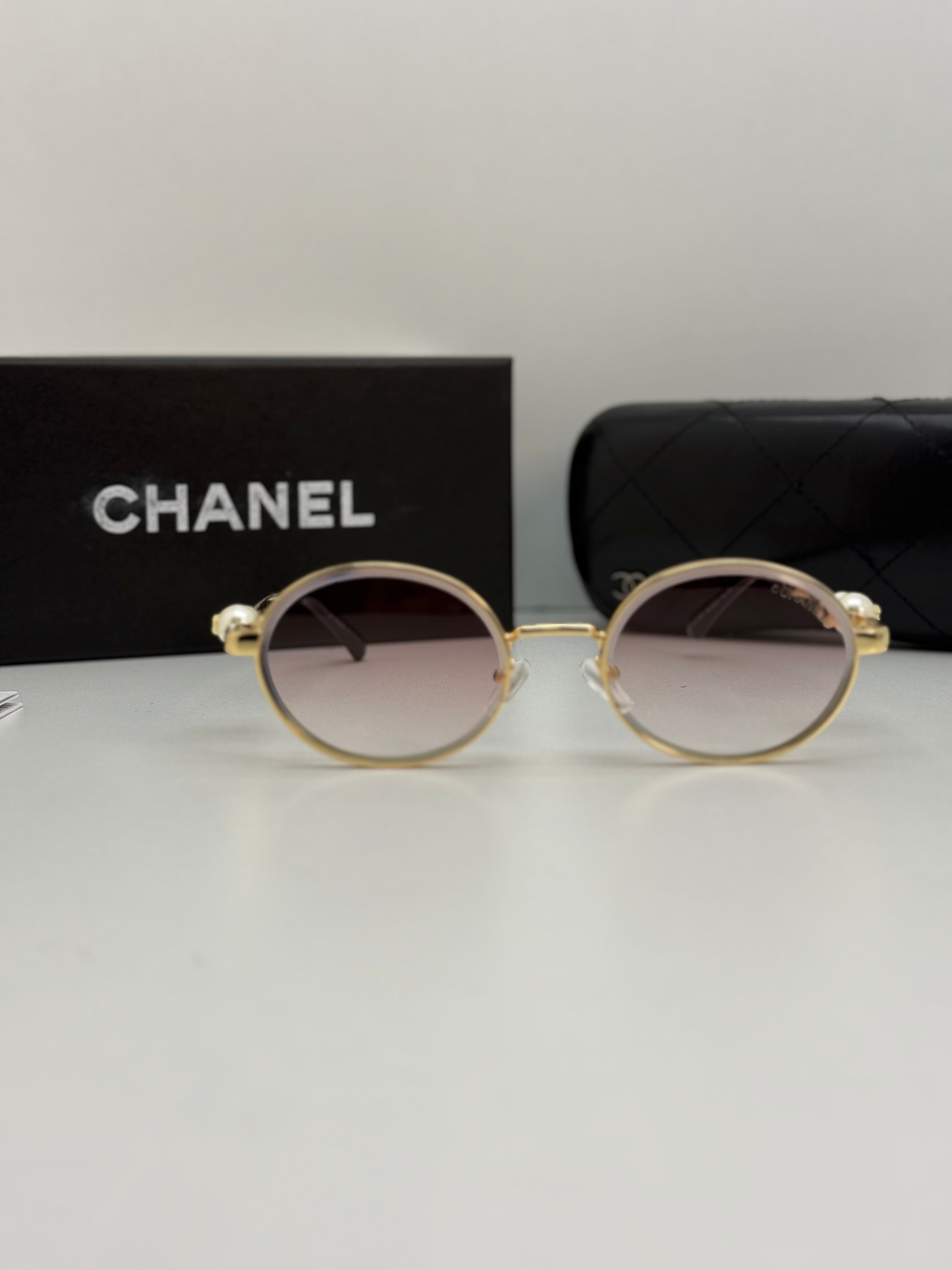 Chanel Round Metal Sunglasses (Gold / Pink Gradient)