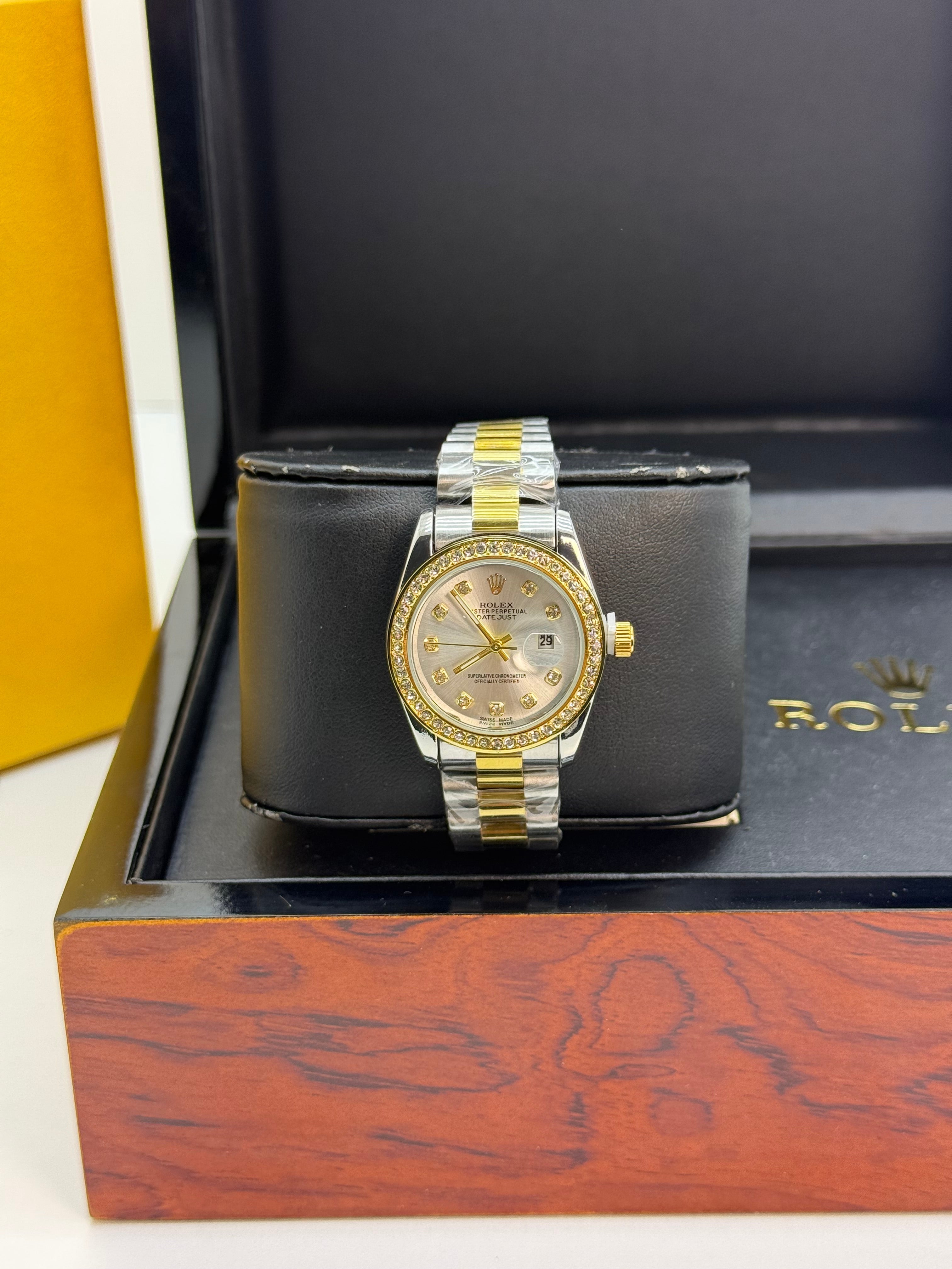 Rolex Datejust 31 Two-Tone Yellow Diamond Bezel Silver Dial | Rolex for Her