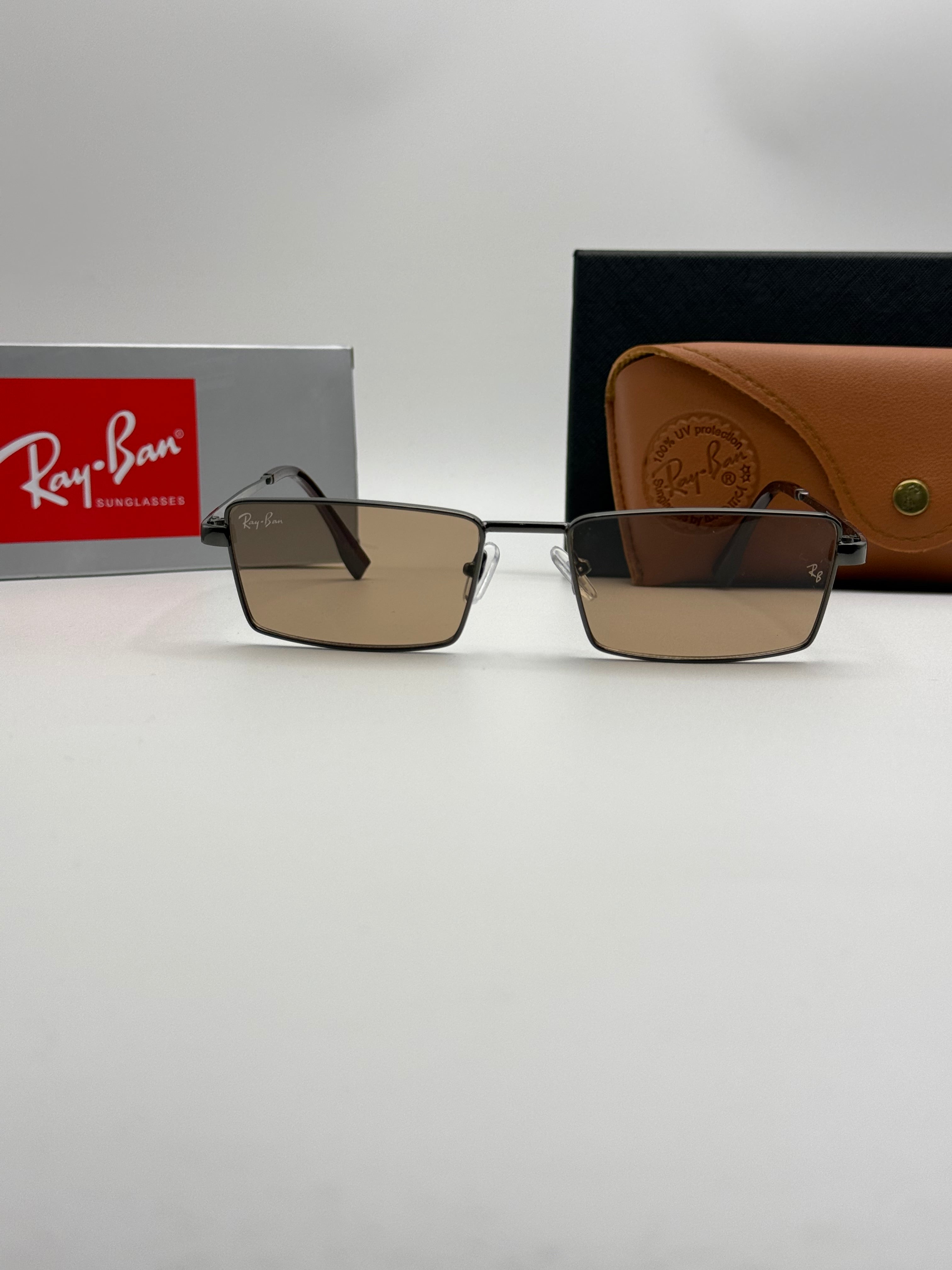 Ray-Ban Rectangle Sunglasses – Gunmetal/Brown