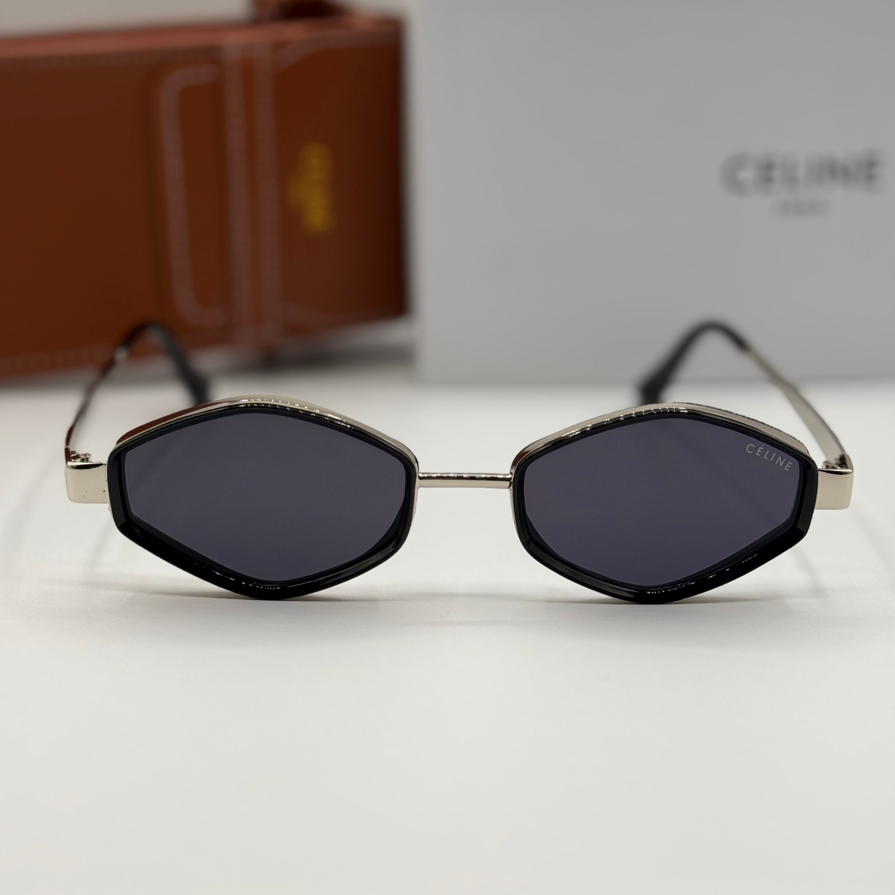 Céline Triomphe Geometric Sunglasses – Silver & Black