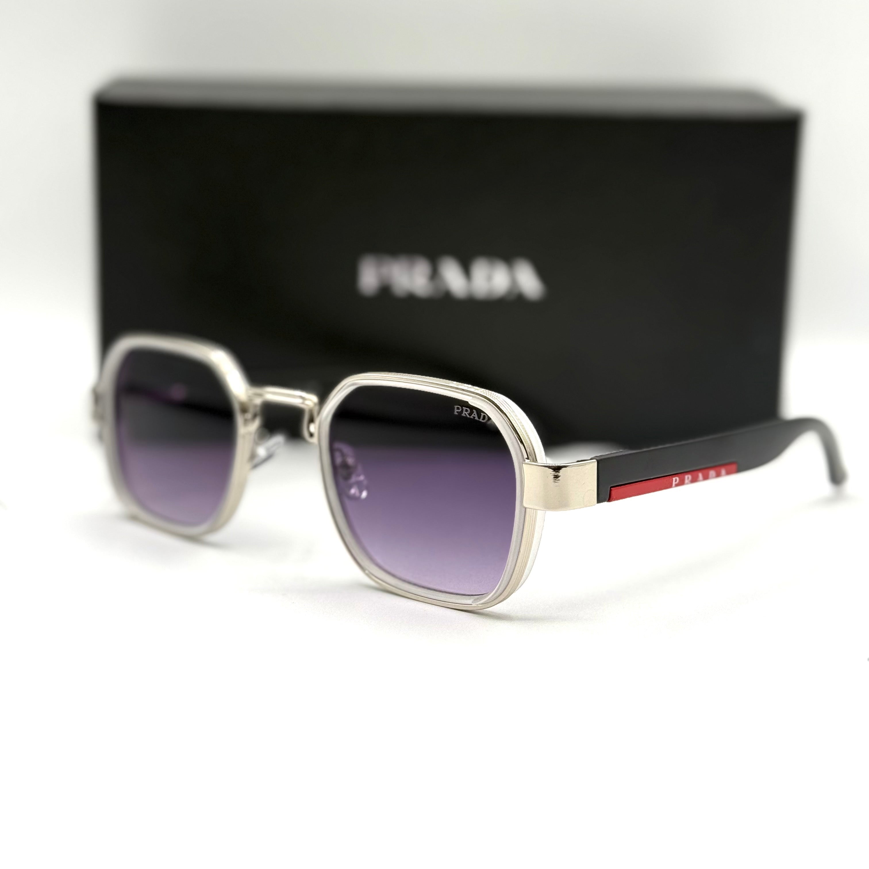 Prada Linea Rossa Square Sunglasses – Purple Gradient / Silver