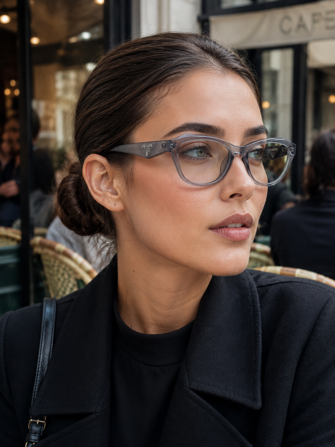 Prada Sunglasses – Grey Transparent Cat-Eye