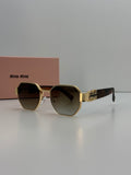 Miu Miu Octagonal Gold Metal Gradient Sunglasses – Brown Lens