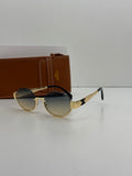 Celine Triomphe Round Metal Sunglasses – Gold Blue Gradient