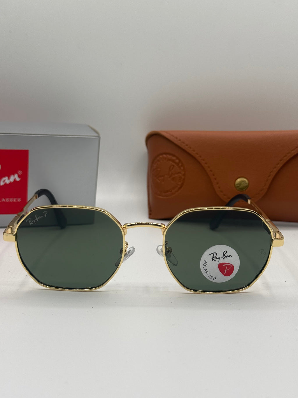 Ray Ban Polarized Hexagonal Sunglasses – Gold Frame / Green Lens