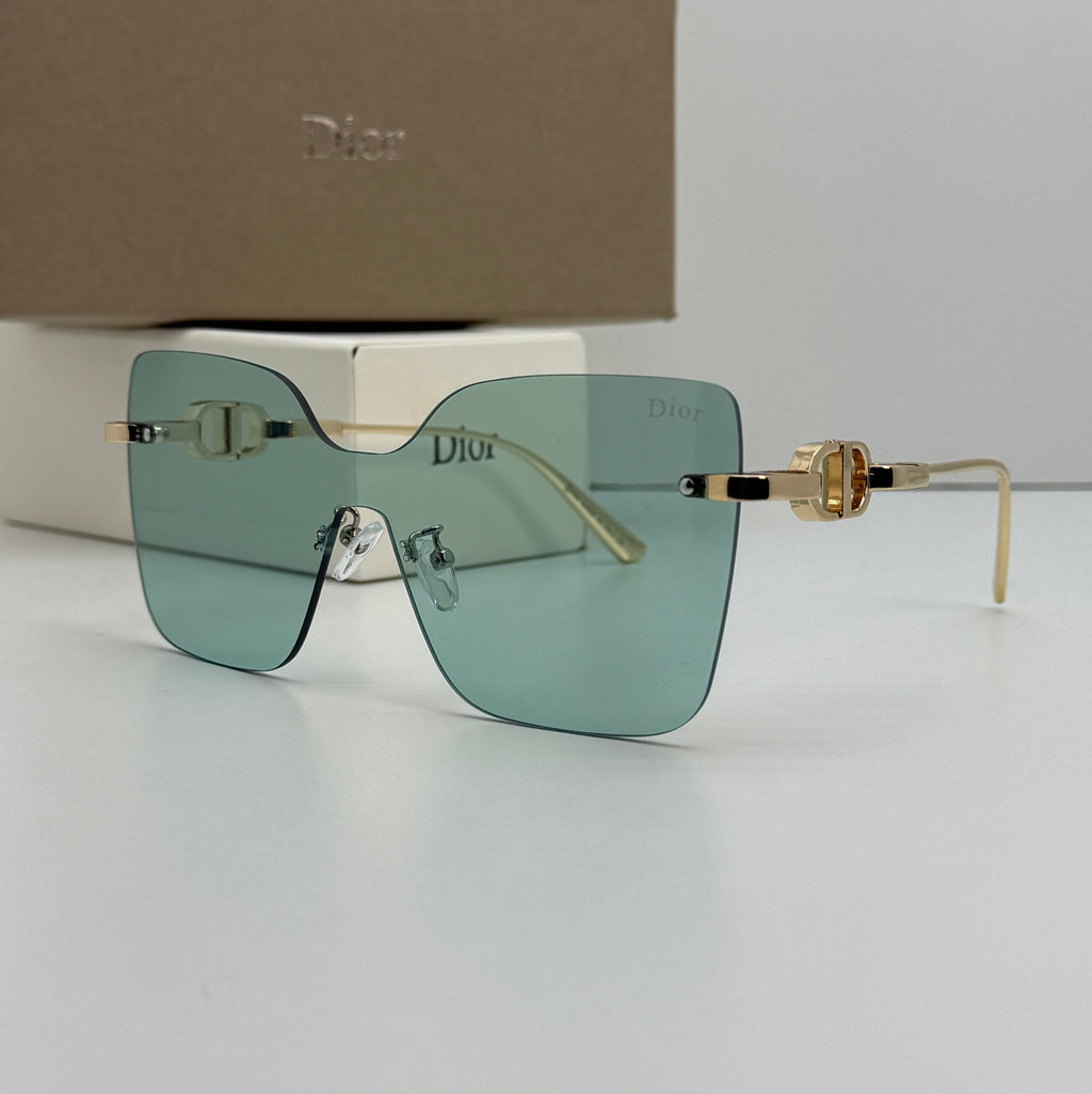 Dior Rimless Square Sunglasses (Gold / Green)