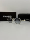 Chanel Round Metal Sunglasses (Silver / Grey Gradient)