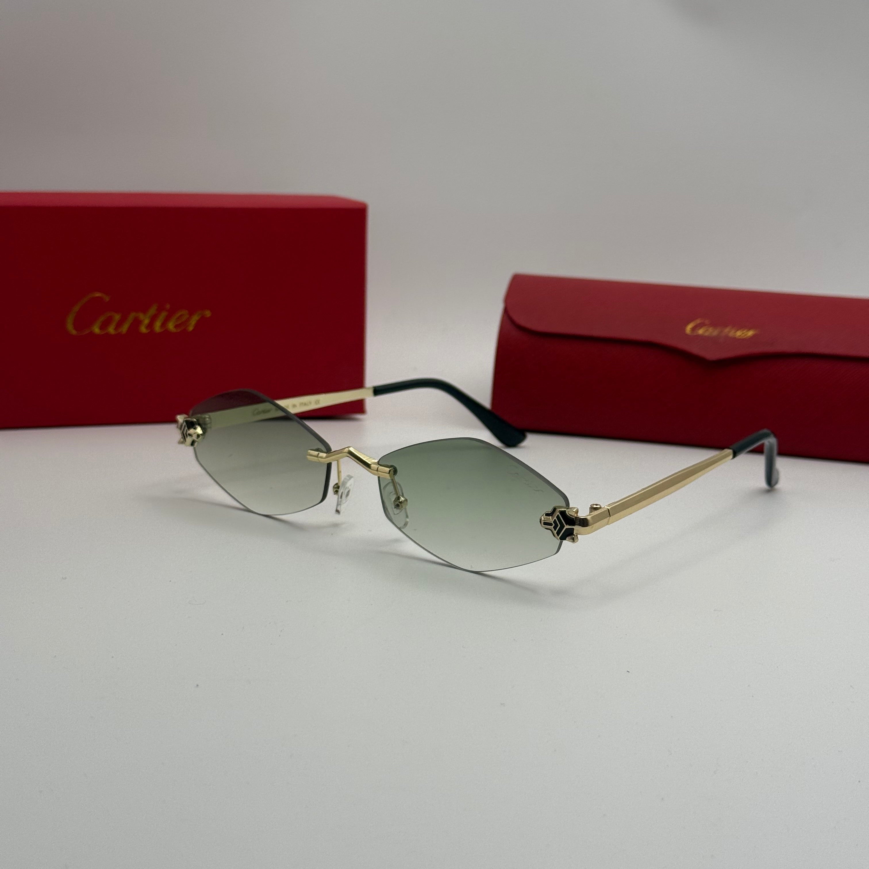 Cartier Sunglasses – Rimless Gold / Green Gradient Lens