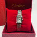 Cartier Tank Rectangular Silver Watch – White Dial / Stainless Steel Bracelet