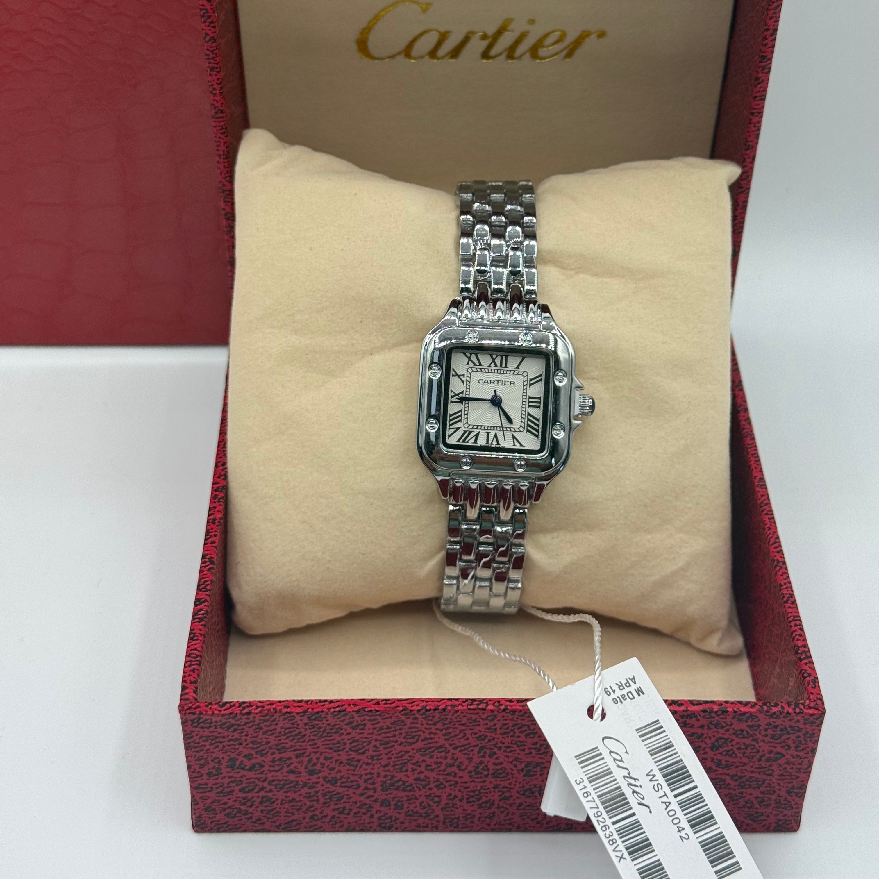 Cartier Panthère de Cartier Watch – Full Stainless Steel with Diamond Bezel & White Dial