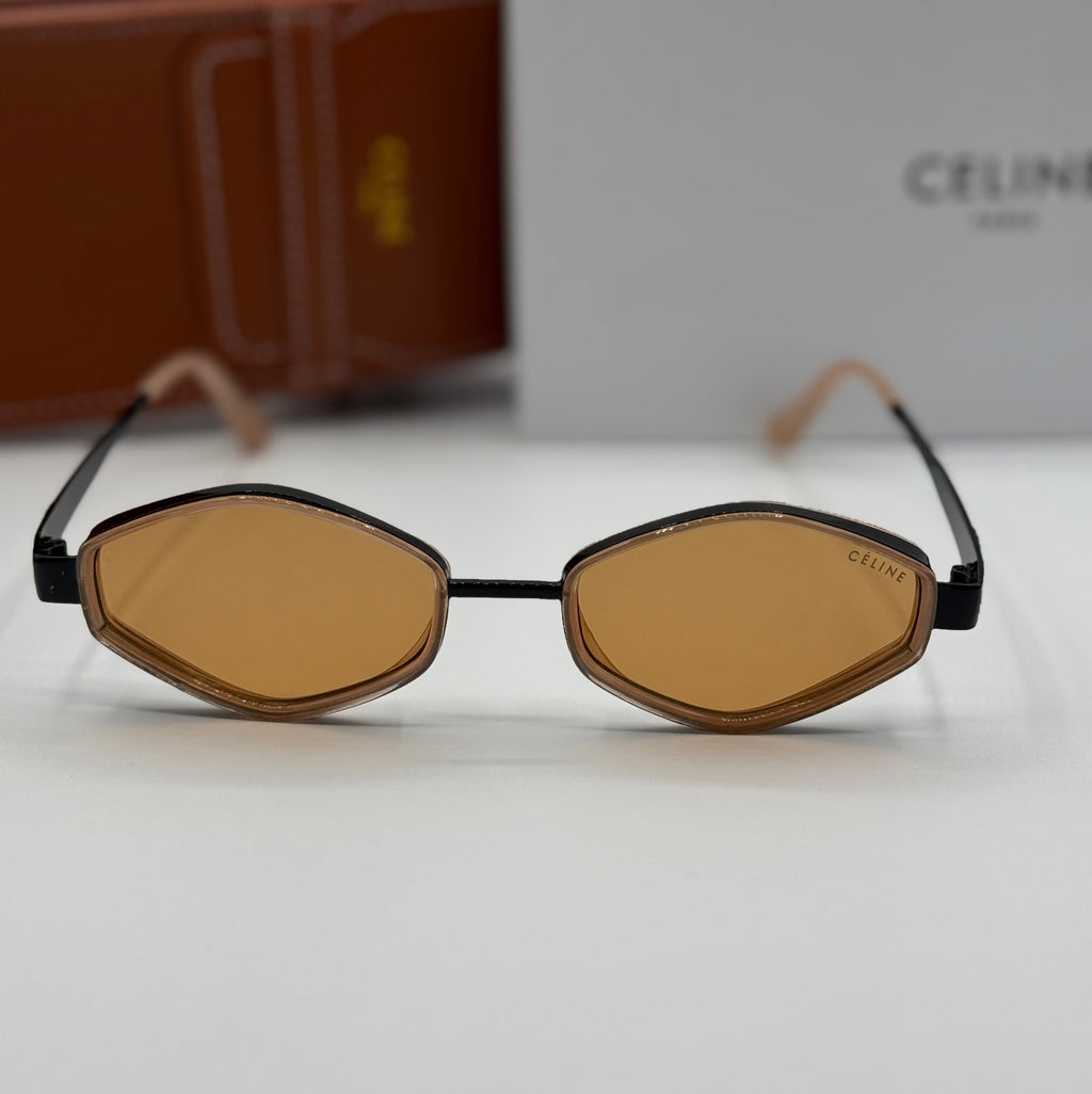 Céline Triomphe Geometric Sunglasses – Black & Amber