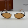 Céline Triomphe Geometric Sunglasses – Black & Amber