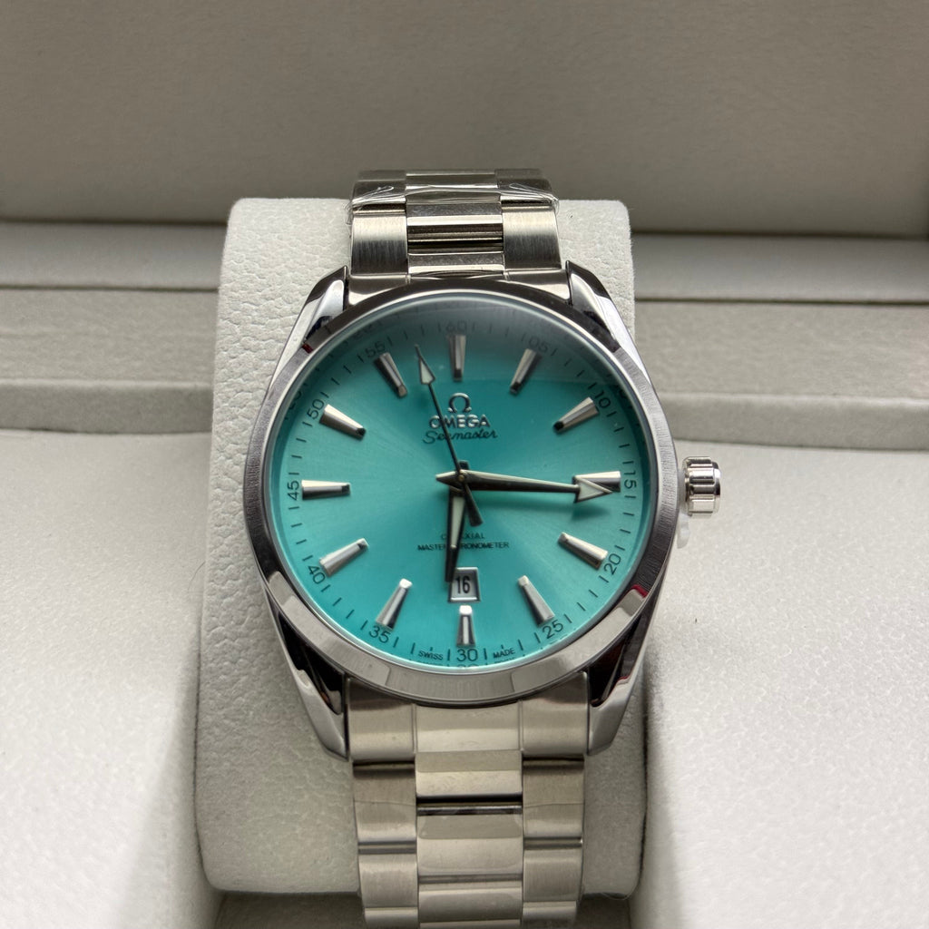 Omega Seamaster Turquoise Dial Silver-Tone Bracelet Watch