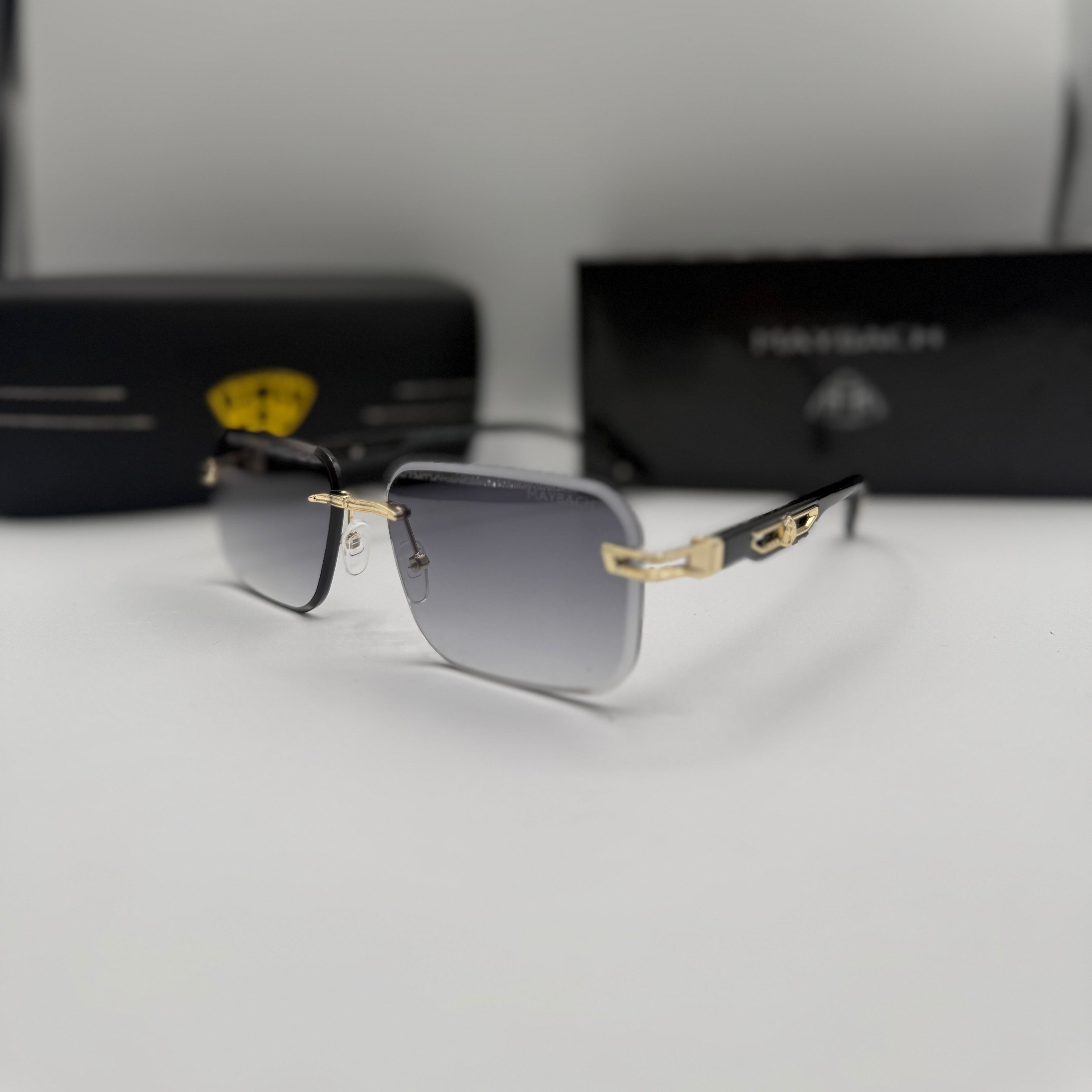 Maybach Rimless Sunglasses – Gold & Grey
