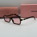 Miu Miu Sunglasses – Tortoise Shell Rectangle / Pink Lenses