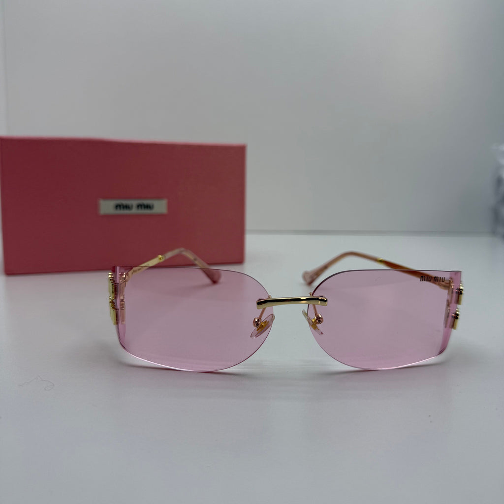 Miu Miu Pink Rimless Logo Shield