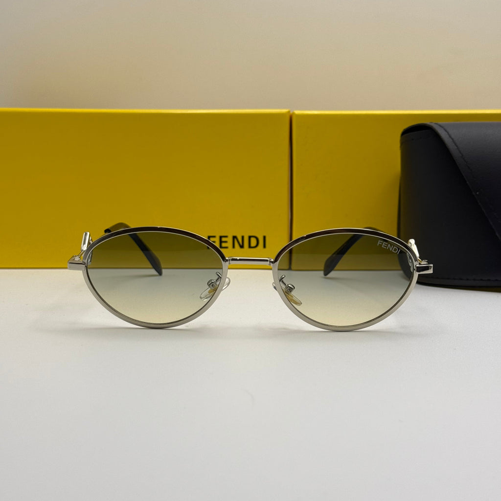Fendi Round Sunglasses – Gold Frame & Gradient Blue Lenses