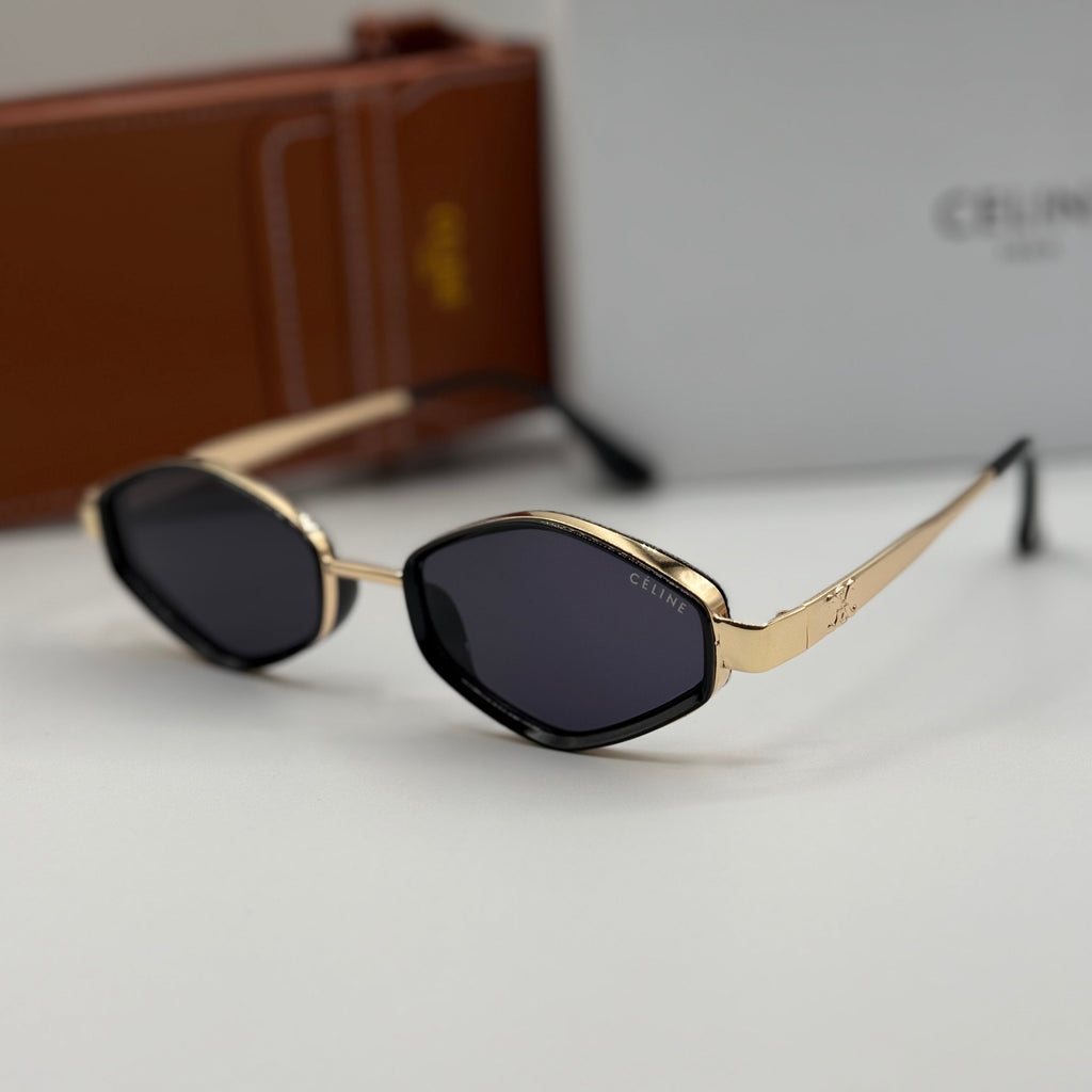 Céline Triomphe Geometric Sunglasses – Gold & Black
